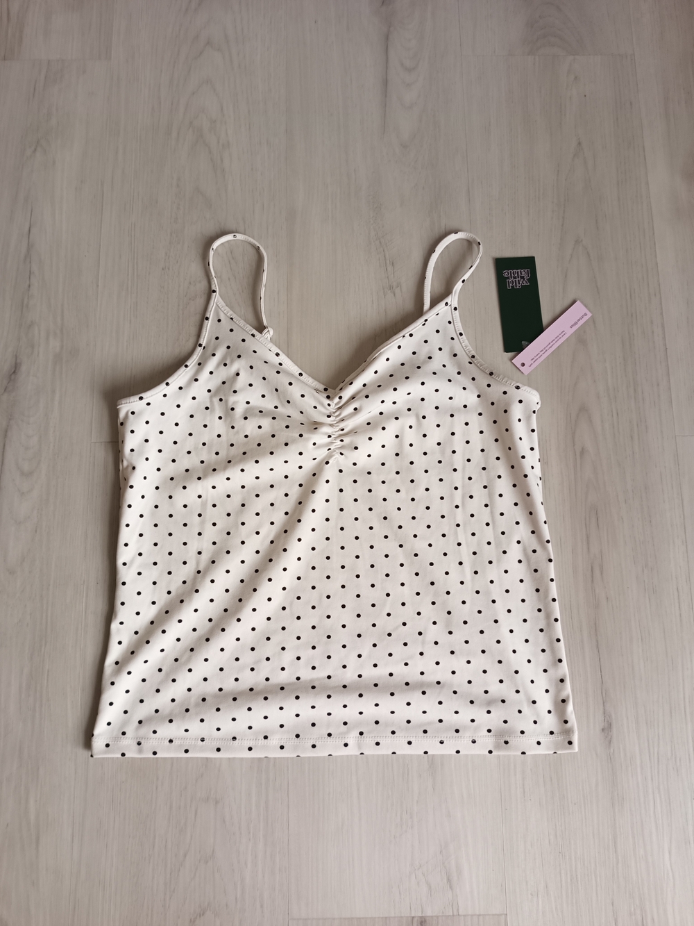 Polka Dot Spaghetti Strap Cami Top - White/Black